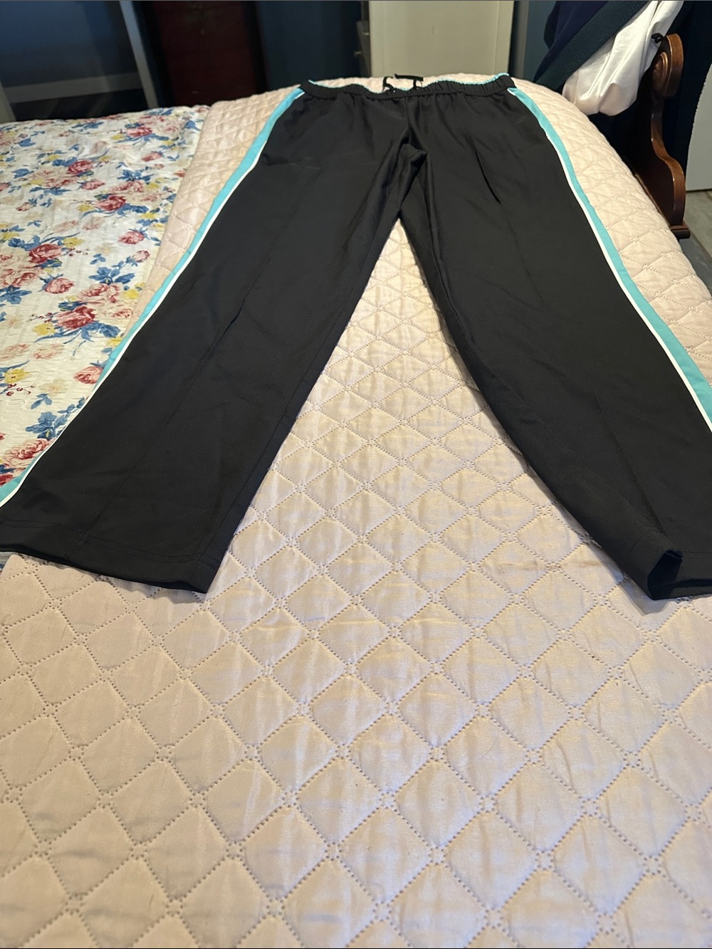 made for life Black Track Pants with Teal Side Stripe - Picture 2 of 7